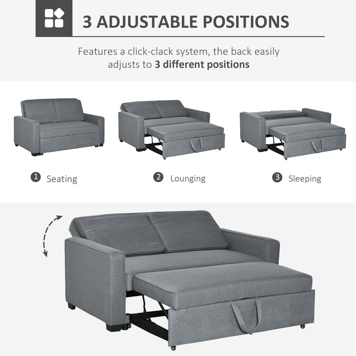 Click Clack Double Sofa Bed with Pull Out Feature - Adjustable Backrest, Comfortable Living & Bedroom Furniture - Space-Saving Sleeper Couch for Guests, Grey