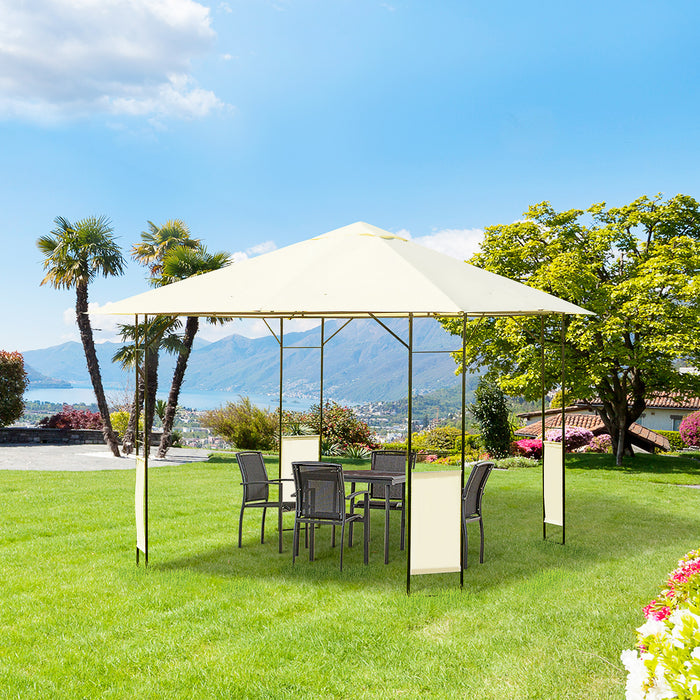 Outdoor Metal Gazebo 3x3m - Party and BBQ Pavilion with Water-resistant PE Canopy, Cream - Ideal Shelter for Garden Events