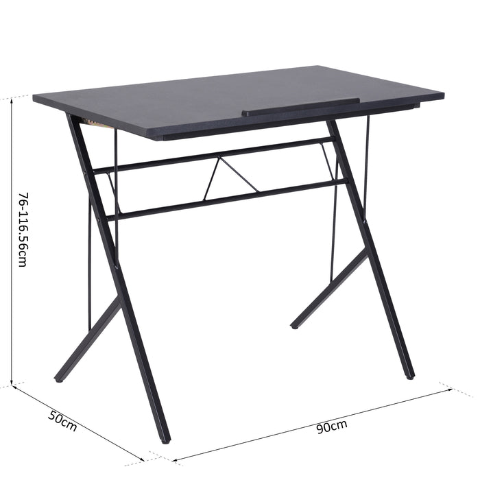 Adjustable Height Tiltable Writing and Drawing Desk - 90x50 cm Workstation with Craft Table and Drafting Board Features - Ideal for Art Enthusiasts and Professionals