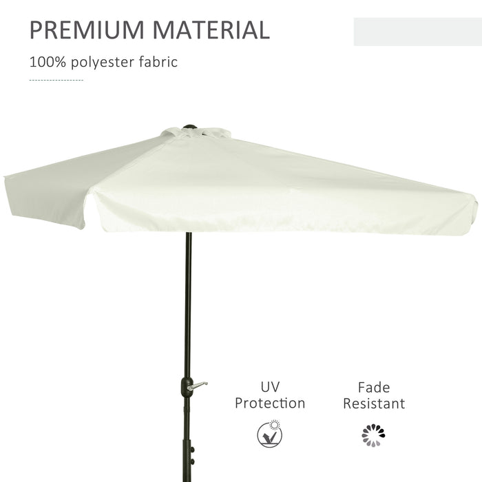 2.3m Half Parasol Cream White - Semi-Round Umbrella with Metal Frame and Crank Handle for Patio and Balcony - Ideal for Compact Spaces Without Base