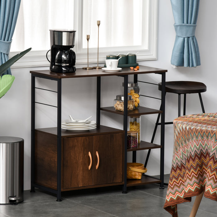 Industrial-Style Side Table - Metal Frame with Storage Shelf and Cabinet Rack - Space-Saving Solution for Living Room and Kitchen