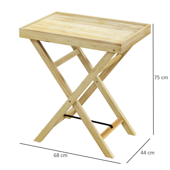 Outdoor Wooden Coffee Table - 68x44x75cm Patio Side Desk with Natural Finish - Ideal for Garden and Balcony Lounging