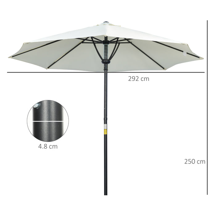 Outdoor Market Table Parasol - Cream Sun Shade Canopy with 8 Ribs - Ideal for Garden Patio Relaxation