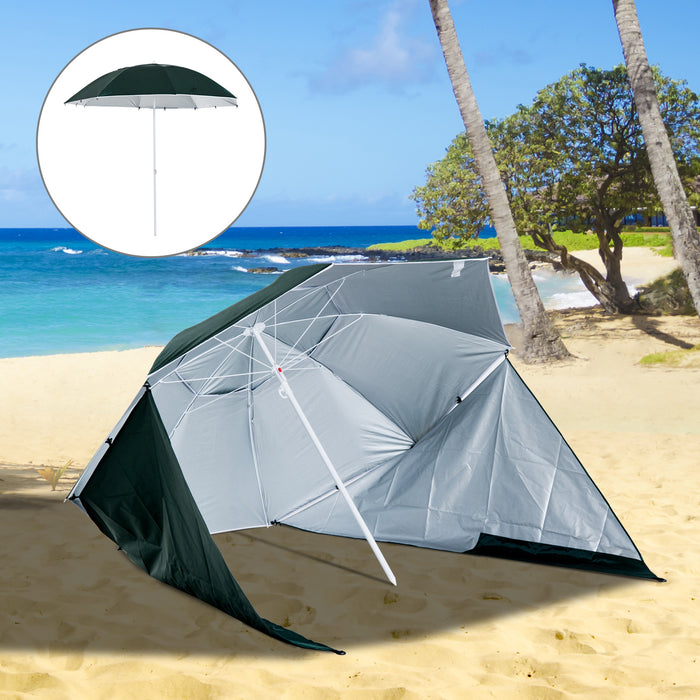 Shelteneer-Green - Durable Outdoor All-Weather Beach Umbrella - Sun and Wind Protection for Seaside Relaxation