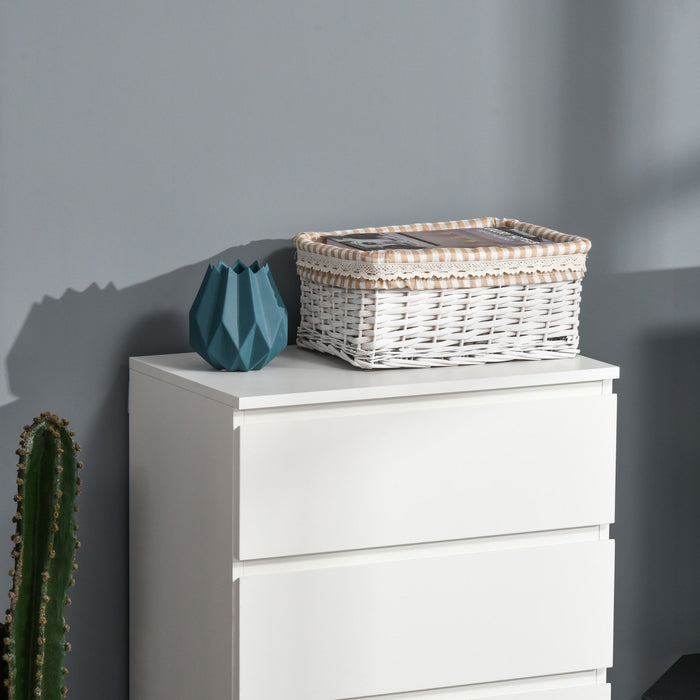 5-Drawer Chest - Freestanding Storage Cabinet for Bedroom and Living Room - Contemporary White Tower Unit for Home Organization