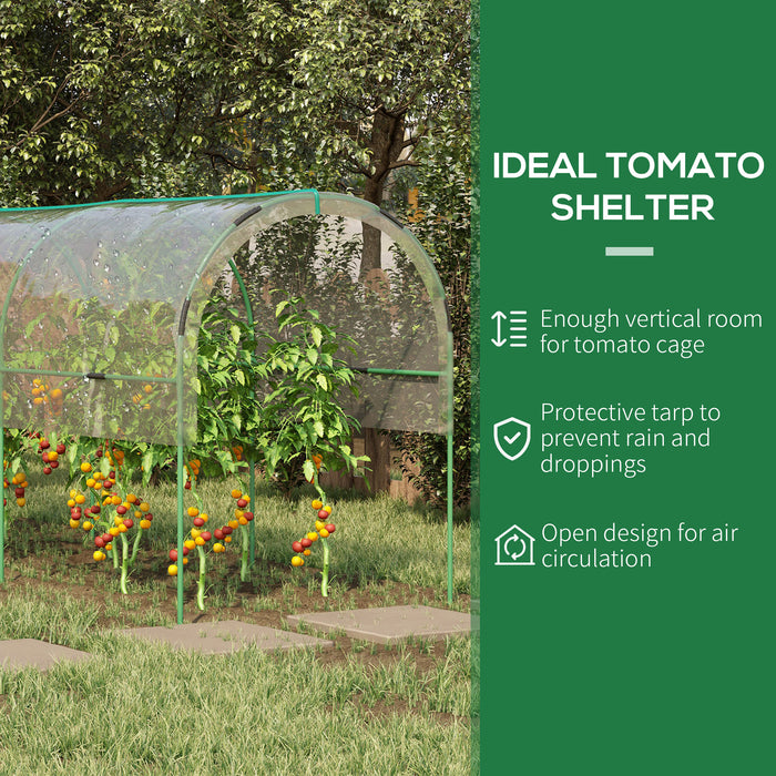 4-Hoop Tunnel Tomato Greenhouse with Top Tap - Pointed Bottom Design with Guy Ropes for Stability - Clear Cover for Optimal Plant Growth Conditions