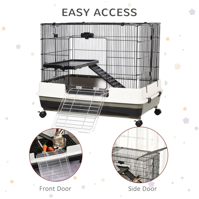 Small Animal Playhouse - Durable Steel Wire Rabbit Cage with Waste Tray - Ideal Home for Pet Rabbits & Rodents