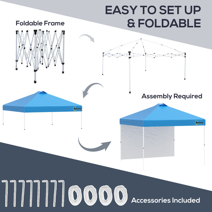 3x3M Pop Up Gazebo - Waterproof Sidewall, Portable Roller Bag, Adjustable Height - Ideal Event Shelter for Garden, Patio Use, in Blue