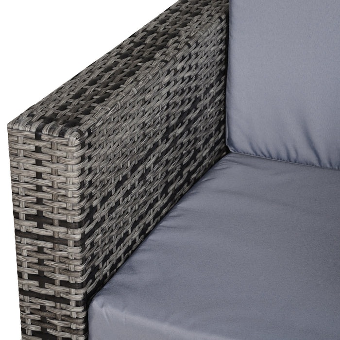 Rattan Single Sofa Armchair - Weatherproof Grey Wicker Weave with Fire-Resistant Cushion - Comfortable Outdoor Seating for Patio and Garden