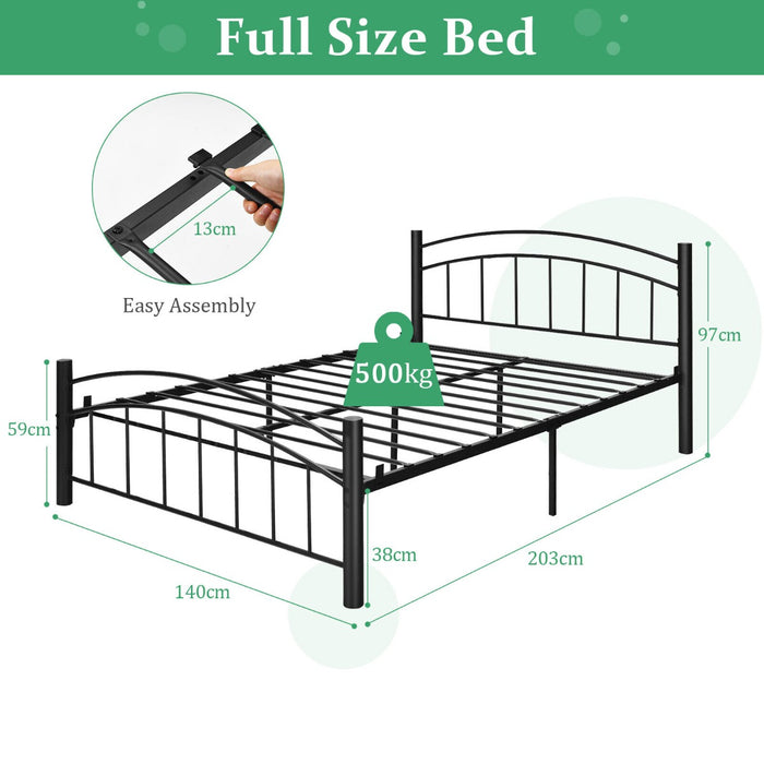 Metal Frame Bed - Full Size Platform Bed with Headboard, Features Sturdy Design - Ideal Bedroom Solution for Comfortable Sleeping Experience