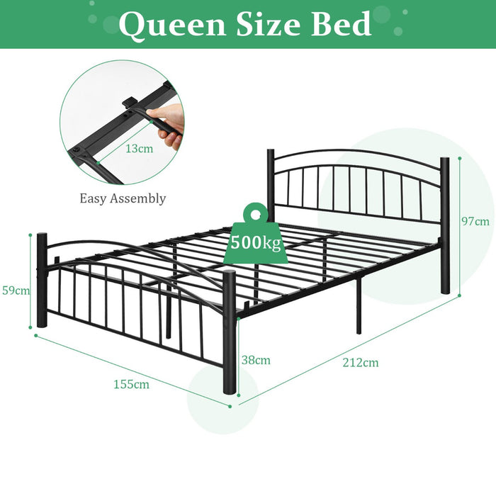 Metal Frame Bed - Full Size Platform Bed with Headboard, Features Sturdy Design - Ideal Bedroom Solution for Comfortable Sleeping Experience