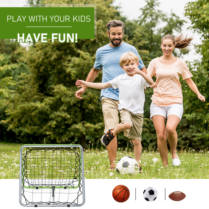 Soccer Kickback Rebounder Net - Dual-Sided Adjustable Angle Football Training Goal - Ideal for Kids' Skill Development & Backyard Practice