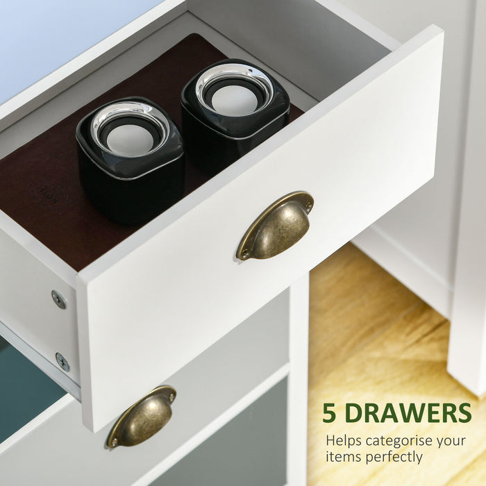 5-Drawer Chest Organizer with Metal Handles - Space-Saving Dresser for Bedroom and Living Room Storage - Ideal for Clutter-Free Home