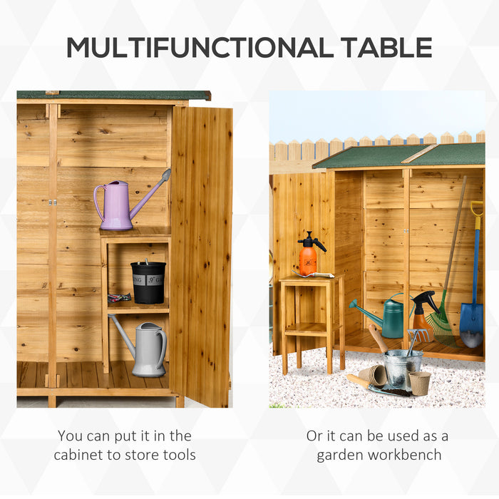 Outdoor Garden Shed with Flexible Worktable and Hooks - Multifunctional, Lockable Storage with Asphalt Roof and Ground Nails - Ideal for Tool Organization and Space Management