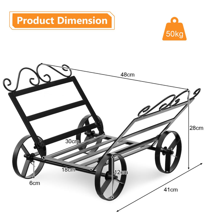 Heavy Duty Metal Brand - Firewood Rack with Wheels for Easy Transport - Ideal for Outdoor Wood Storage Solutions