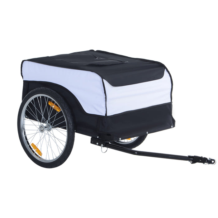 Bike Trailer Cargo Carrier - Foldable Steel Frame with Removable Cover, Bicycle Storage Hitch - Ideal for Extra Storage Needs on the Go