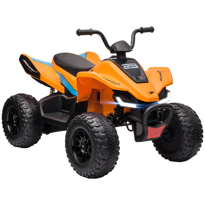 McLaren Licensed 12V Quad Bike - Electric Ride-On with Music, Headlights, MP3, Suspension - Perfect for Kids Aged 3-8 Years, Orange