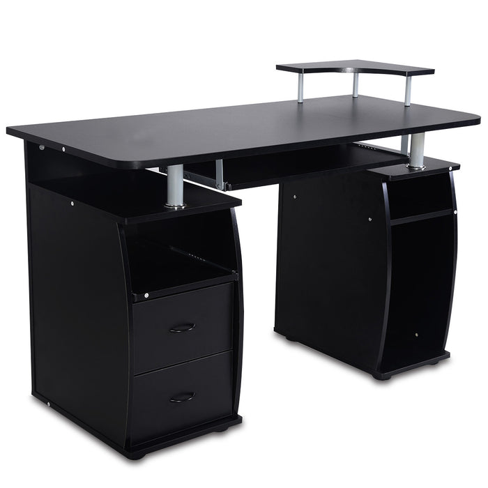 Office Desk Collection - Sleek Black Workstation with 2 Drawers and Sliding Keyboard Tray - Ideal for Professionals & Home Offices