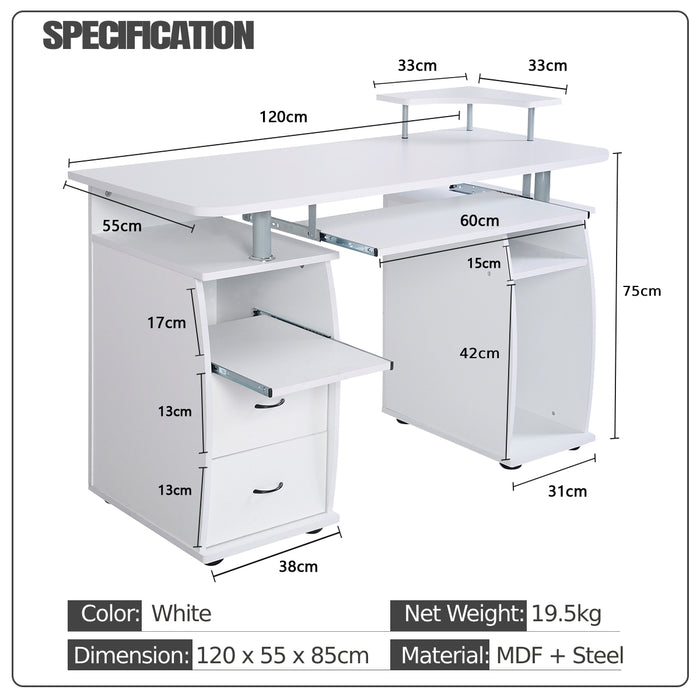 Office Desk Collection - Sleek Black Workstation with 2 Drawers and Sliding Keyboard Tray - Ideal for Professionals & Home Offices