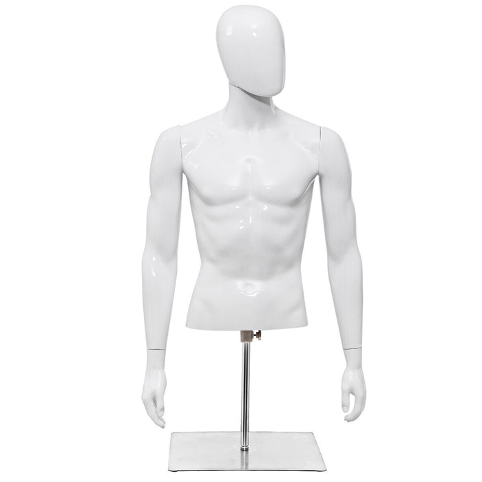 123 cm Half Body Male Mannequin with Metal Base - Ideal for Displaying Men's Clothing and Accessories