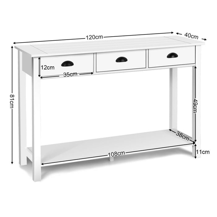 120cm Console Table - 3 Drawers and Storage Shelf Features - Ideal Home Furniture Solution
