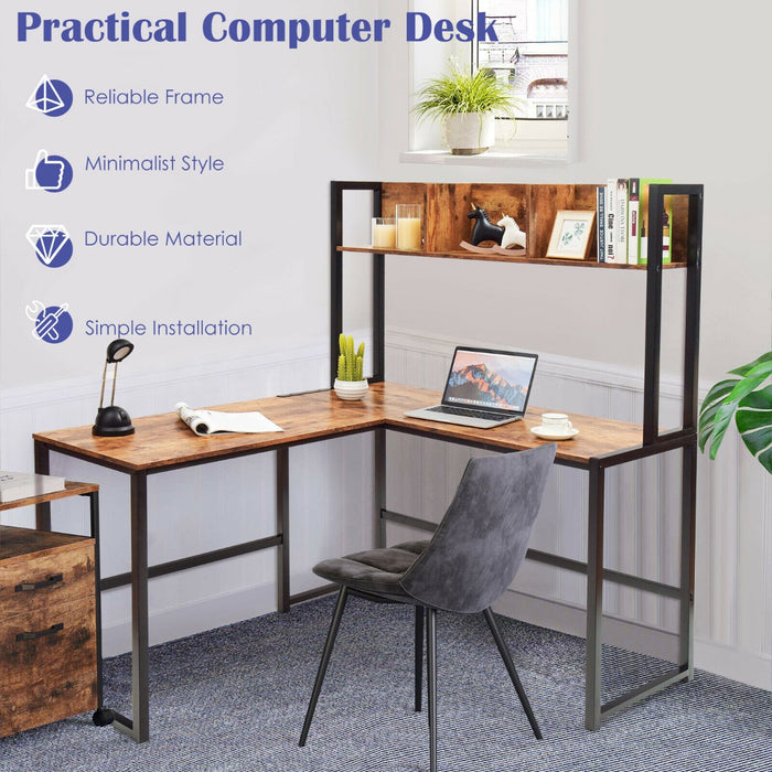 Corner Desk L-Shape - Computer Workstation with Storage Bookshelf - Ideal for Home Office and Study Space Optimization