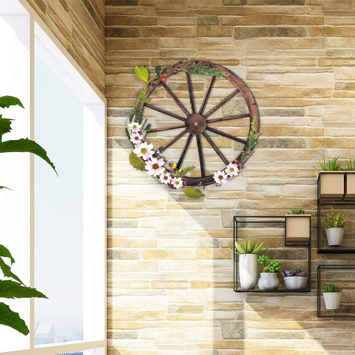 Decorative Wooden Wheels, 76cm - Set of 2 Artisan Crafted Wall Decoration - Perfect for Rustic Home Décor Enthusiasts