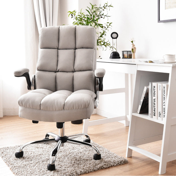 Linen Upholstered Executive Chair - Ergonomic High Back Design for Home Office Use - Perfect Comfort Solution for Busy Professionals, Beige