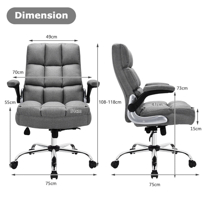 Linen Upholstered Executive Chair - Ergonomic High Back Design for Home Office Use - Perfect Comfort Solution for Busy Professionals, Beige