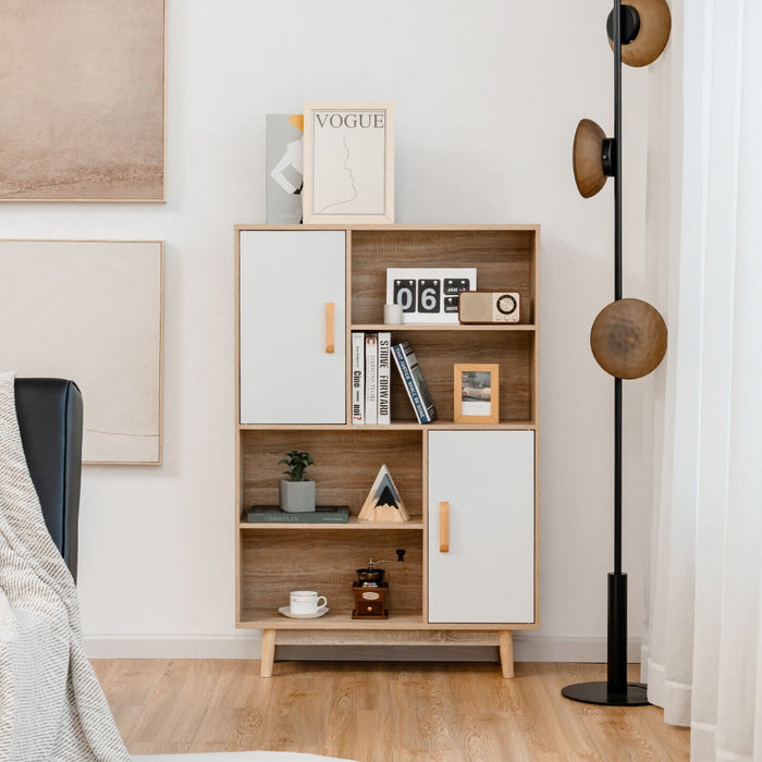 Freestanding Wooden Sideboard Cabinet - 2-Door Storage Unit with 4 Shelves in White - Ideal For Organising Home Essentials