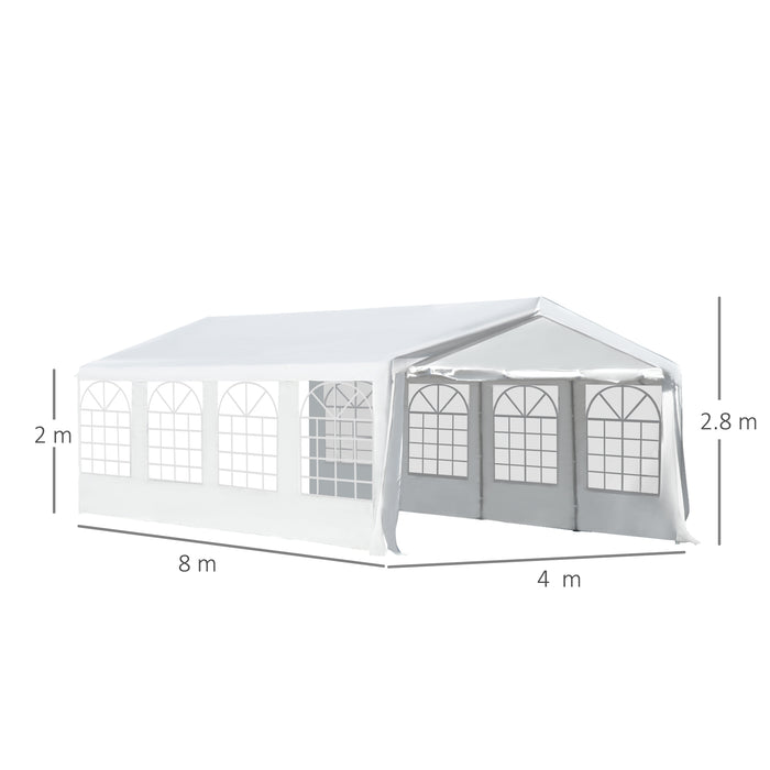 Heavy-Duty 8m x 4m Garden Gazebo Marquee - Portable Party Tent, Wedding Canopy, and Carport with Steel Frame - Ideal for Outdoor Events and Vehicle Protection