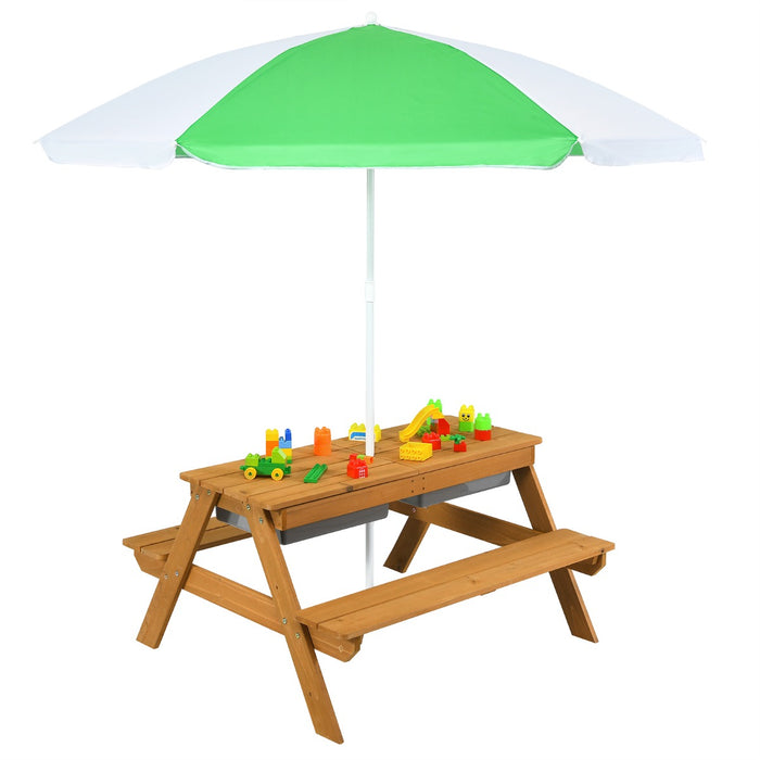 Child-Friendly Dining Furniture - Multicolor Kids Picnic Table with Umbrella - Perfect for Outdoor Play and Meals