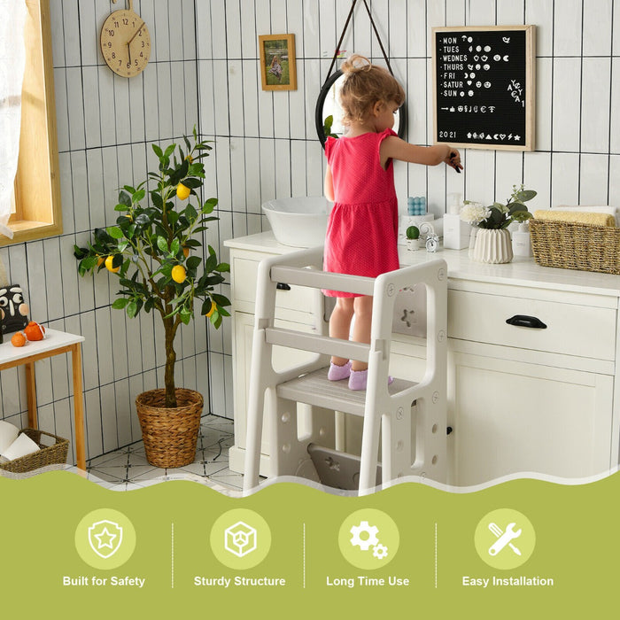 KidsChoice - Non-Slip Kitchen Step Stool with Double Safety Rails in Pink - Designed for Children's Safety in the Kitchen