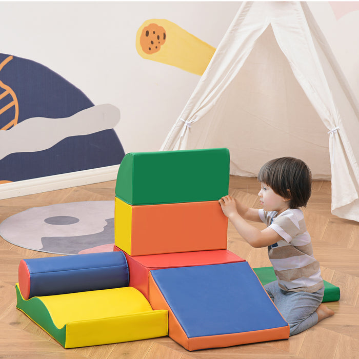 Soft Play 7-Piece Blocks - Climb & Crawl Foam Building Set for Toddlers - Safe, Non-Toxic Stacking Toys for Early Education and Active Play