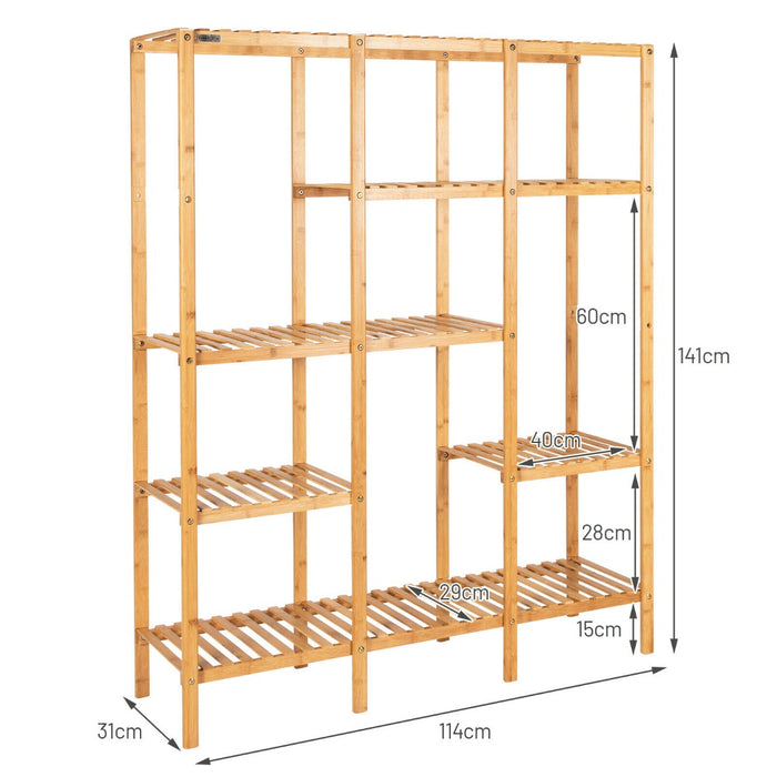 5-Tier Bamboo Stand - Patio Plant Shelf with 12 Pots Capacity - Perfect for Garden Enthusiasts