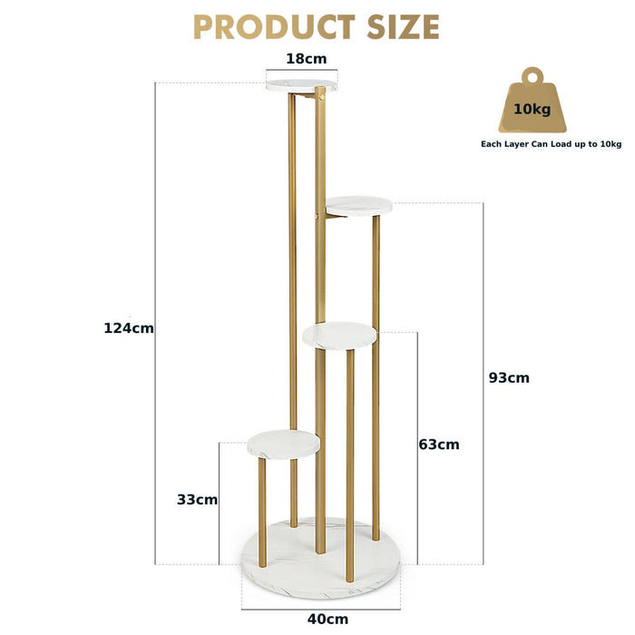 Modern 5-Tier Metal Plant Stand - Tall Design for Balcony, Living Room, Yard in White & Golden - Ideal for Displaying Multiple Plants Indoors or Outdoors