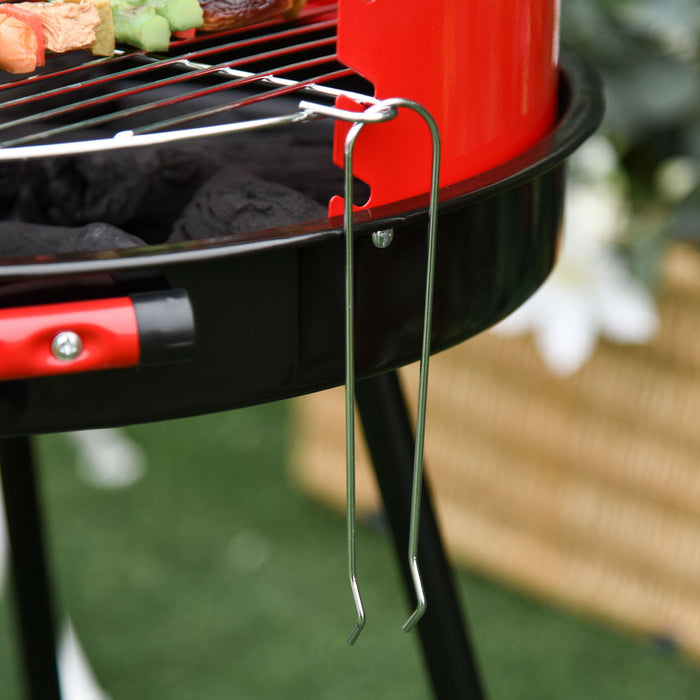 Adjustable Height Charcoal BBQ Grill - Garden Grill Trolley with Convenient Wheels and 3-Tier Storage - Perfect for Outdoor Cooking and Backyard Parties