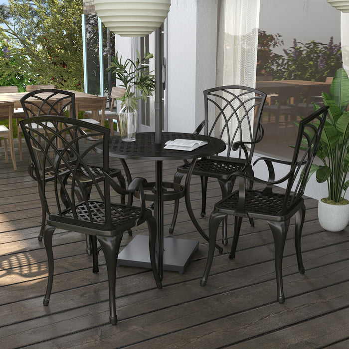 Cast Aluminium 4-Seater Set - Elegant Outdoor Garden Furniture with Table & Chairs - Ideal for Patio Dining and Entertaining