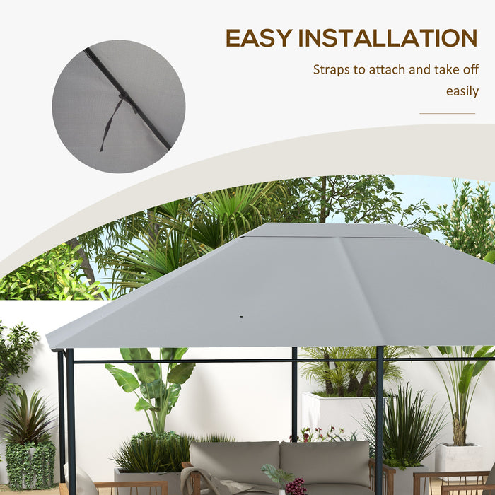 3 x 4m Gazebo Canopy Top Cover - Weather-Resistant Roof Replacement in Light Grey - Ideal for Outdoor Shelter and Patio Enhancement