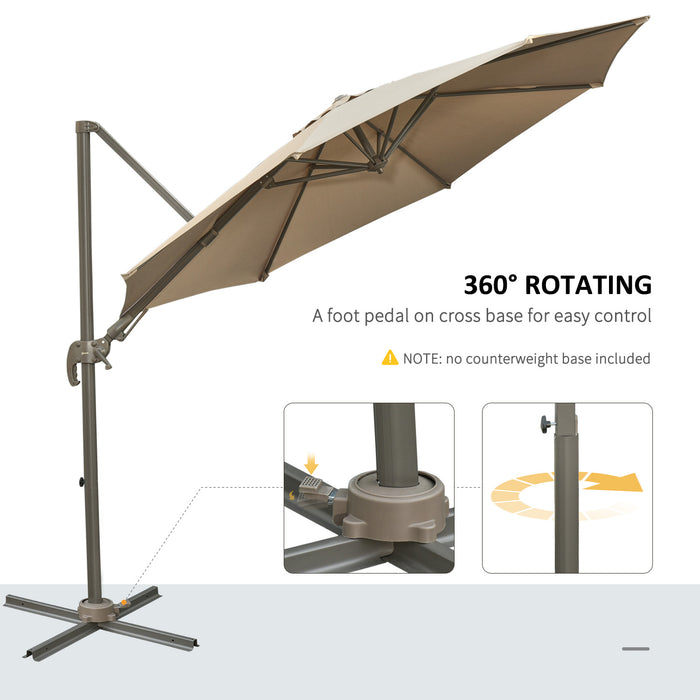 3M Cantilever Roma Umbrella - Hanging Parasol Sun Shade with Tilt Crank and 360-Degree Rotating System, Khaki - Ideal for Outdoor Patio Comfort