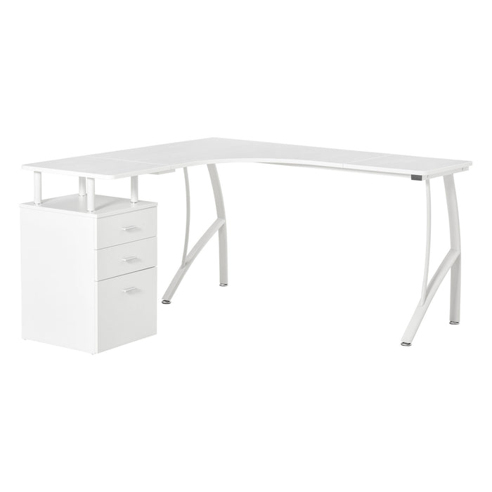 L-Shaped Corner Desk - Industrial Style Home Office Workstation with Storage Drawer - Space-Saving Table for Professionals and Students