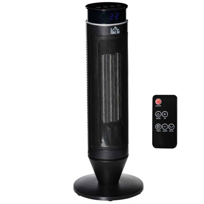 Ceramic Tower Space Heater - 1000W/2000W Electric Floor Heater with Oscillation, Remote, and Timer - Ideal for Bathroom and Office Warmth