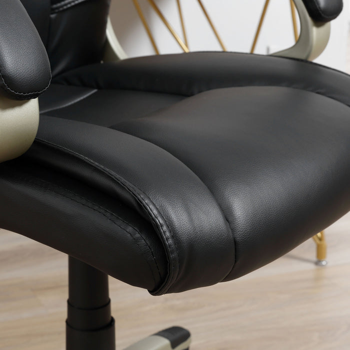 High Back Swivel Chair - Ergonomic Faux Leather Office Desk Chair with Adjustable Height and Rocking Feature - Ideal for Home Office Comfort and Productivity