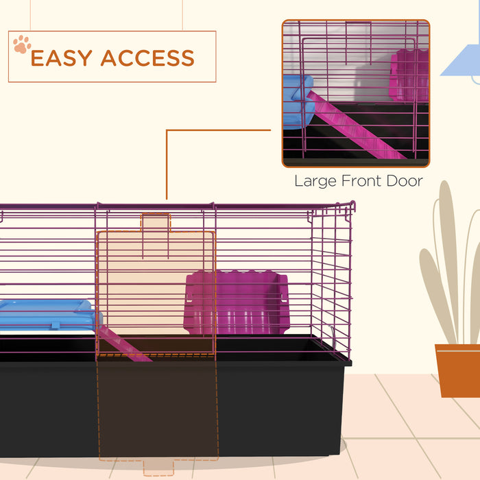 Dwarf Hamster Habitats - Sturdy Metal Cage with Tunnels, Water Bottle, and Food Dish - Ideal for Small Rodents and Pet Entertainment