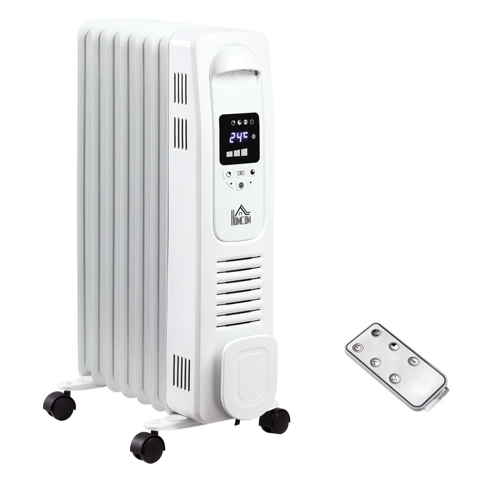 1630W Digital Oil-Filled Radiator Heater - LED Display, 7 Fins, 3 Heat Settings, Safety Cut-Off, Remote Control - Ideal for Indoor Heating & Comfort