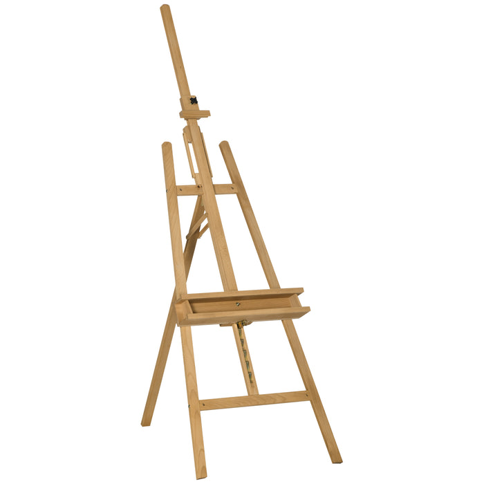 Beech Wood A-Frame Studio Easel with Brush Holder - Portable & Adjustable Tripod Art Stand for Weddings & Displays - Supports Canvases Up to 120cm for Artists and Event Planners