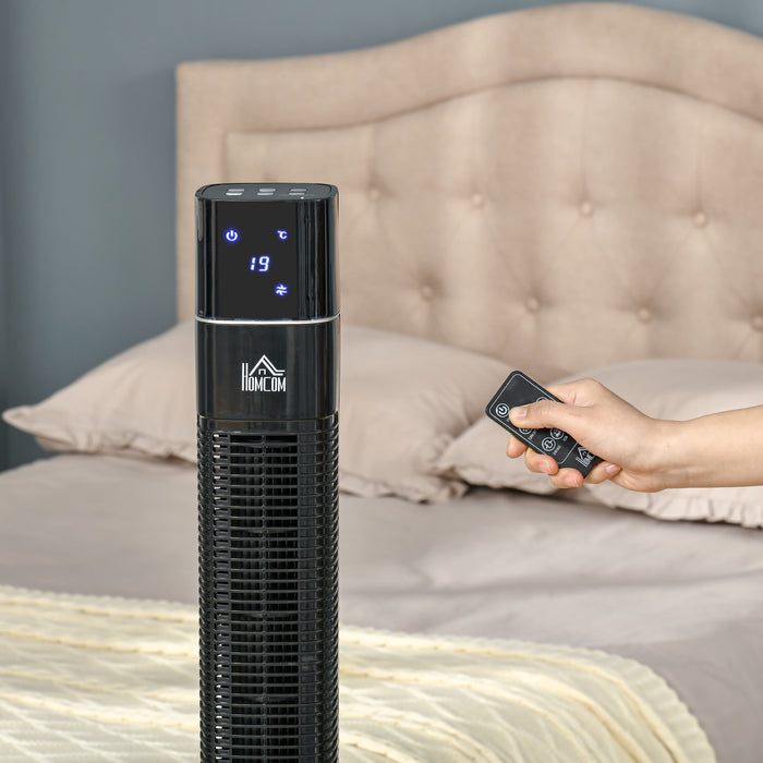 Anion 47" Tower Fan - Oscillating Cooling Device with 3 Speed Settings, 12-Hour Timer & LED Display - Ideal for Bedroom Comfort & Convenience with Remote Control