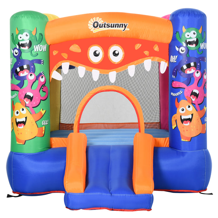 Monster Bounce Castle Inflatable Trampoline - Kids Slide, Basketball Hoop, Blower Included, 2.5m x 1.8m x 1.75m - Ideal for Children Ages 3-8, Multicolored Outdoor Fun