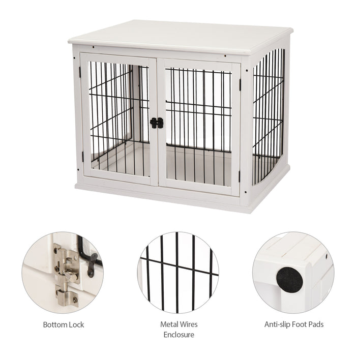 Compact 3-Door MDF Indoor Pet Cage - White, Durable Construction - Perfect for Small Pets, Easy Indoor Living & Safety