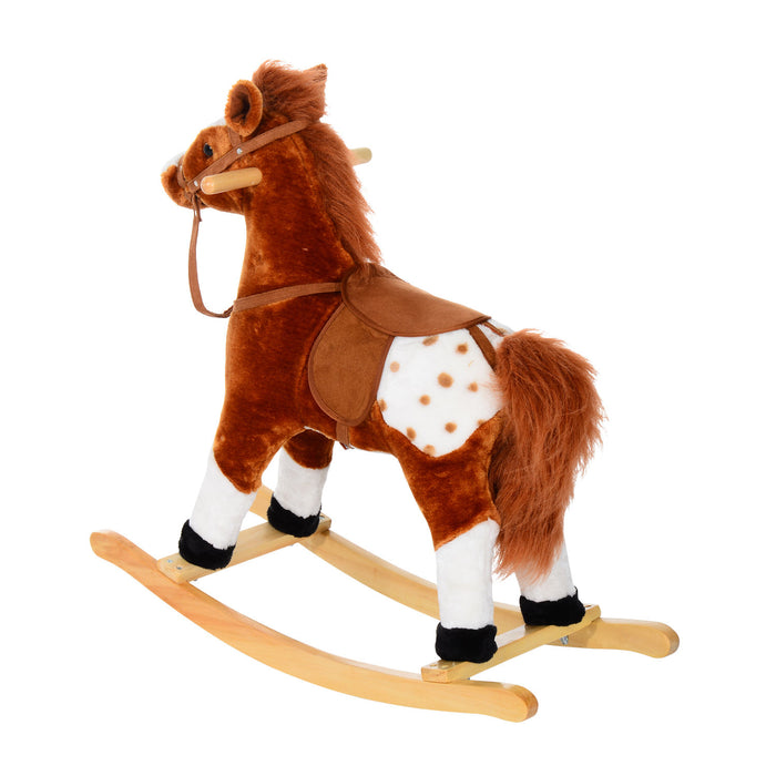 Classic Wooden Rocking Horse with Sound Effects - Sturdy Hand Grips, Timeless Playroom Staple - Ideal Fun Gift for Toddlers and Preschoolers